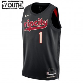 Dječji NBA Dres Portland Trail Blazers Anfernee Simons Nike 2023-24 City Edition Crno Swingman
